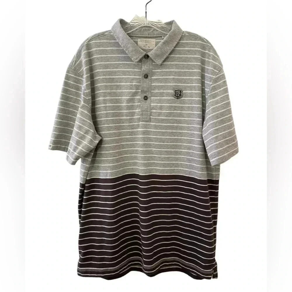 Linksoul 100% Cotton Golf Polo Gray Striped Size X-Large XL
